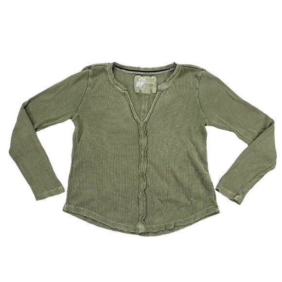 Anthropologie Pilcro SMALL Thermal Cotton/Rayon Beachy Waffle Long-Sleeved Shirt - Picture 1 of 7